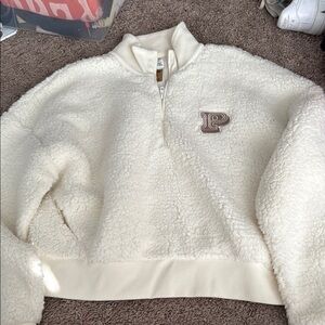 Victoria's Secret Ivory Sherpa Quarter-Zip Pullover
